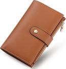 yiijay Women's Wallets RFID Blocking Leather Trifold Clutch Wallet Credit Card Holder Ladies Travel Wallet Purse with Passport/Pen Holder
