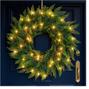 24" Real Touch Christmas Wreath with Lights – Pre-Lit Artificial Cedar Greenery Christmas Door Wreath, Realistic Christmas Wreath Outdoor for Front Door or Holiday Home Décor — 1