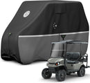 2/4/4+2 Passenger Golf Cart Cover Fits EZGO, Club Car, Yamaha, Heavy Duty 420D Waterproof Windproof Sunproof Outdoor All-Weather Full Cover (Black Gray-L) — 1