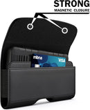 PiTau Holster for Samsung Galaxy Ultra S26 S25 S24 S23 S22 S21 A73 A54 A53, Phone Belt Clip Holder Case for Google Pixel Pro XL 9 8 7 6 4 3, Men's Big Cellphone ID Card Carrying Pouch, Black X-Large — 4