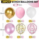 Pink Gold Balloons Set, 12 Inch Pink White Latex Balloons Pink Confetti Helium Balloons Pink and Metallic Gold Party Balloons for Bridal Baby Shower Wedding Girl Women Birthday Decorations — 2