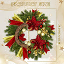 24" Christmas Wreaths for Front Door with Lights & Poinsettia Flowers — 2