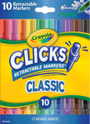 Crayola Clicks Retractable Tip Markers (10ct), Washable Cone Tip Art Marker Set, Cute Aesthetic School Supplies, Classroom Must Haves, Ages 3+ | Classic | Click Retractable Marker — 1