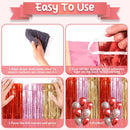 Voircoloria Valentine Foil Fringe Backdrop Curtains,3.3x8.2ft, 3 Pack | 64 Red Champion and Pink — 3