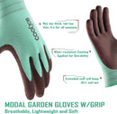 COOLJOB 2 Pairs Modal Gardening Gloves for Women, Rubber Coated, Medium