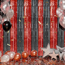 DECOCKRAT 2 Pack Foil Fringe Backdrop - Red&Black Shiny Tinsel Curtains for Party Decoration/Photo Booth Props - 3.3x6.6 FT Metallic Foil Backdrop for Birthday, Wedding, Graduation, Christmas. | Red Black — 6
