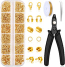 Acejoz 1200 Pcs Gold Crimp Beads Kit, Jewelry Making Supplies Include Crimp Covers, Crimp Tubes, Wire Guardians,… — 1