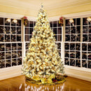 POWERSTONE 9 Ft Snow Flocked Christmas Tree, Prelit Artificial Xmas Tree with 1500 Branch Tips and 550 Warm White Lights, Metal Hinges and Base, for Home Office Party Decorations — 5