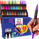 Chalkola 48 Chalk Markers for Chalkboard, Glass & Mirror - Dot + Brush Tip | 48 Colors — 1