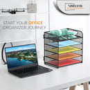 Letter Tray Paper Organizer 5-Tier Desk Organizer File Organizer Paper Holder with Handle, Metal Desktop Document Shelf Tray Office Classroom Organization - Black — 5