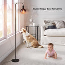 ONEWISH Floor Lamp for Living Room - Minimalist Industrial Standing Lamp with Modern LED Bulb, Globe Black Clear… — 7
