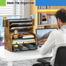 DAOUTIME 6-Tier Mesh Desk Organizer with Drawer, Wooden Office Organizer for Papers, Folders & Office Supplies - Sturdy Desktop File Holder with 2 Pen Holders - Space Saving Home Office Accessories — 2