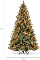 Best Choice Products 6ft Christmas Tree Pre-Lit w/Viral Twinkling Lights, Pre-Decorated Artificial Frosted Pine Holiday Decoration w/ 250 Lights, 818 Frosted Tips, Pine Cones, Berries, Metal Base — 7