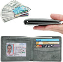 HIMI Wallet for Men-Genuine Leather RFID Blocking Bifold Stylish Wallet With 2 ID Window - Gray Green - Vintage Style — 2
