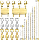 Evnlo Multi Necklace Layering Clasp and Chain Extender and Magnetic Jewelry Clasp Set, Gold and Silver Multiple… — 1