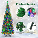 Goplus 6.5FT Prelit Pencil Christmas Tree, Premium Hinged Fir Tree, with 250 LED Lights and Solid Metal Stand, Easy Assemble, Ideal Xmas Decor for Home and Office — 3