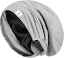 YANIBEST Slouchy Beanie Hat Satin Lined Sleep Cap Chemo Headwear Caps - Light Grey — 1