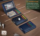 BULLIANT Magnetic Slim Leather Pocket Wallet Money Clip For Men 12Cards - Carbon Fiber Leather - Purplish Blue — 2