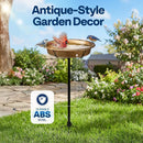 VIVOHOME Oval Bird Bath for Outside with Metal Ground Stake, Copper