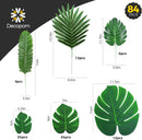 Decopom Palm Leaves Artificial Tropical Monstera-84Pcs 6 Kinds Large Small Green Fake Palm Leaf with Stems for Safari Jungle Hawaiian Luau Party Table Decoration Wedding Birthday Theme Party | 84 Pack — 2
