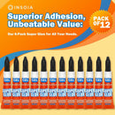 INSOIA Super Glue Gel Clear, 12 x 3g, All Purpose Non-Drip Single-Use — 3