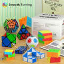 Vdealen 11 Pack Speed Cube Set Puzzle Cube Bundle Fidget Ball 2x2 3x3 4x4 Pyramid Dodecahedron Skewb Snake Infinity Magic Cube, Smooth Cube Pack Toys Gift for Kids & Adults — 3