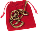 Enigma Hanayama Cast Metal Brain Teaser Puzzle, Level 6 Difficulty Rating, Red Velveteen Drawstring Pouch, Bundled Items — 1