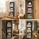 6-Shelf Hanging Closet Organizer with 3 Drawers & Side Pockets, Gray — 6