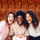 DECOCKRAT 3 Pack Foil Fringe Backdrop - Bronze Shiny Tinsel Curtains for Party Decoration/Photo Booth Props - 3.3x8.2 FT Metallic Foil Backdrop for Birthday, Wedding, Graduation, Christmas. — 4