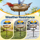 VIVOHOME Oval Bird Bath for Outside with Metal Ground Stake, Copper