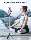 Portable Selfie Stick, 4 in 1 Extendable Phone Tripod Stand with Detachable Wireless Remote & Phone Holder 360° Rotating Mini Travel Tripod Compatible with iPhone 16/15/14/13 Pro/Android/Gopro photo 2