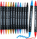 nauets 12 Colors Precision Dual Tip Acrylic Paint Markers Pens - Dot & Fine | Multicolor — 1