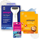 Amopé Pedicure Value Kit, Spa Pampering Pack, Self-Care & Relaxation Gift, contains Pedi Perfect Electric Callus Remover Foot File, 2 Macadamia Oil PediMask Foot Masks, 2 Roller Heads – 4 pieces — 1