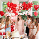 KARLURE Pink Red Rose Gold Balloon Arch Kit Garland with Red Heart Balloons | Red Pink Rose Gold — 3