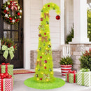 6FT Whimsical Pop-Up Christmas Tree with Lights 30” Tree Skirt, Green — 1