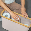 LONBET Toilet Paper Storage for 12 Rolls, Stackable & Foldable - The Ultimate Bathroom Organizer - Waterproof Basket with Bamboo Lid - Elegant Toilet Paper Storage Holder, Beige — 7