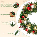 Hykolity 24 Inch Pre-Lit Christmas Wreath with 30 Warm White LED Lights and Timer, Battery Operated Artificial PE & PVC Wreath with Multicolor Ornaments and Glittered Gold Leaves for Front Door — 4