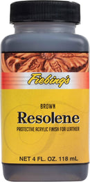 Fiebing's Acrylic Resolene (4 oz) - Protective Acrylic Leather Finisher - Glossy Finish Top Coat for Dyed & Polished Leathercraft - Flexible, Durable, Water Resistant for Boots, Couch, Purse (Brown) — 1