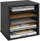 Ballucci 5-Tier File Organizer for Desk, Wooden Mail Sorter, Office Desk Organization, Paper Storage Organizers, Folder holder for desk, Letter Trays & Stacking Supports, Adjustable Shelves, Black — 1