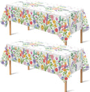 Summer Party Decorations - Summer Decorations for Home - 2 Pack Disposable Plastic Tablecloth | Floral Tablecloth for Mothers Day Wildflower Butterfly Birthday Garden Party Decorations | Red and Purple — 1