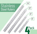 Mr. Pen- Metal Straight Edge Ruler, 4 pcs, 6", 8", 12", 14" | 6, 8, 12, 14 inch | Silver — 2