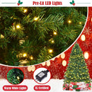 ERGOMASTER 7.5FT Pre-lit Artificial Christmas Tree with Lights, Fake Green Xmas Tree with 1346 Hinged Branch Tips, 400 LED Warm White Incandescent Lights & Foldable Metal Stand for Holiday Home Party — 3