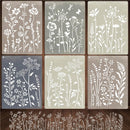 6-Piece Wildflower Stencil for Painting - Large Reusable Floral Design for DIY Furniture Decor | Modular Stencil Kit for Wood, Walls & Home Art | Large Size （14.5" x 11"） — 1