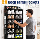 UVIAHOMI 20-30 Pairs Over the Door Shoe Organizer with Side Mesh Pockets, 10-Tier Hanging Shoe Storage for Closet, Breathable Door Shoe Rack Holds Sneakers, Boots, Heels & Daily Essentials, Black — 4
