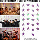 78 Feet Star Garland Decorations - 6PCS Double Side Purple Hanging Stars Decorations for Ceiling, Paper Star Garland Streamers Banner for Birthday Wedding Engagement Homecoming Classroom Christmas — 4