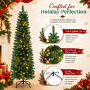 6ft Pre-Lit Slim Artificial Christmas Tree - 260 Warm White LED Lights, 600 Realistic Tips, Foldable Metal Stand - Family & Pet-Friendly, Easy Setup for Holiday Magic — 5