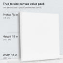 PHOENIX Large Stretched Canvas for Painting 18x18 Inch/5 Value Pack, 8 Oz Triple Primed 5/8 Inch Profile 100% Cotton White Blank Canvas, Square Framed Canvas for Oil Acrylic & Pouring Art | Studio Set (8 Oz.) | 18"x18" — 3