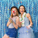 Tinsel Foil Fringe Curtains Wavy Backdrop for Parties Sparkle Metallic Wavy Foil Fringe Backdrop Curtain for Party Decorations Photo Booth Props for Birthday Graduation Wedding | Light Blue | 2 Pack — 3