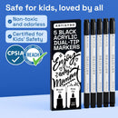 ARTISTRO 5 Black Dual-Tip Acrylic Paint Marker Pens for Drawing — 6