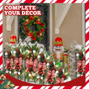 Lyrow 4 Pack Christmas Artificial Swags 24" Xmas The Cordless Prelit Stairway Swag Teardrop Trim Wreath Door Stair Garland Christmas Decoration for Outdoor Home Garden Decor(Red White,Retro Style) — 4